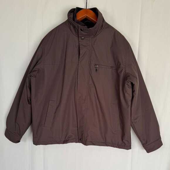 Vintage 90s Perry Ellis Portfolio Brown Double Collar Insulated  Coat Size XXL - Picture 3 of 16